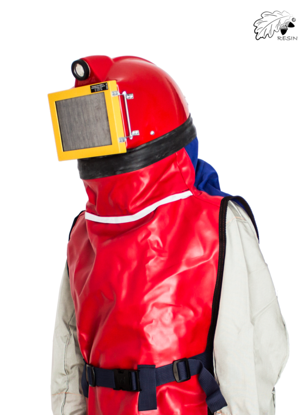 Resin puhalluskypärä, LED valo, suora lasi ja kuulosuojaimet